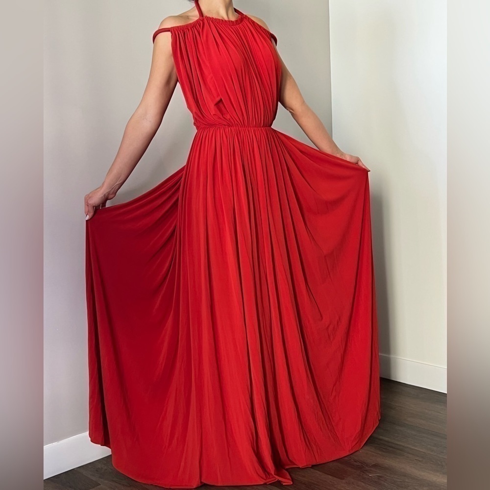 Lanvin Red Grecian Style Dress Gown - Picture 9 of 11
